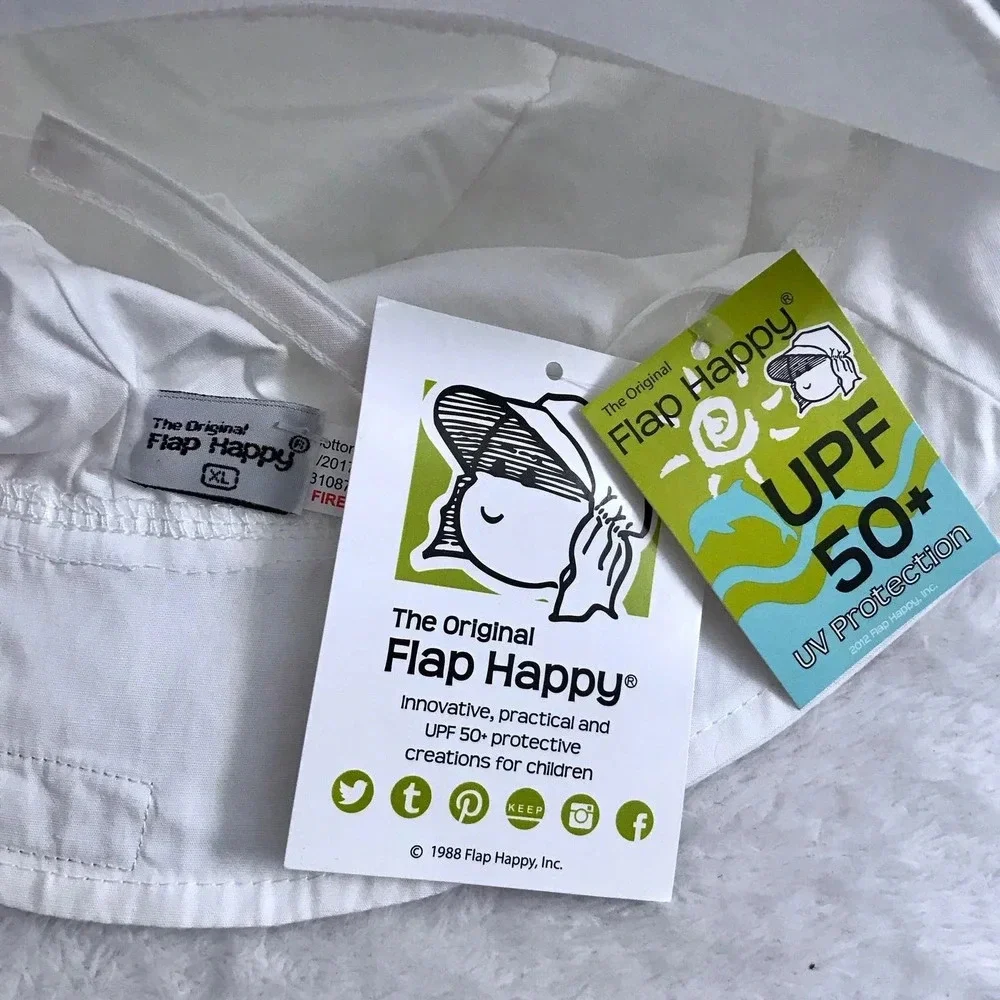 Flap Happy NWT UPF 50 White Bucket Hat Kids XL (2+ Years)